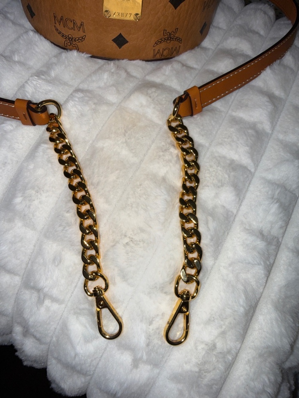 MCM Cognac Visetos Round Top Handle Mini Bag with Gold Hardware🔥🔥 - Picture 4 of 7